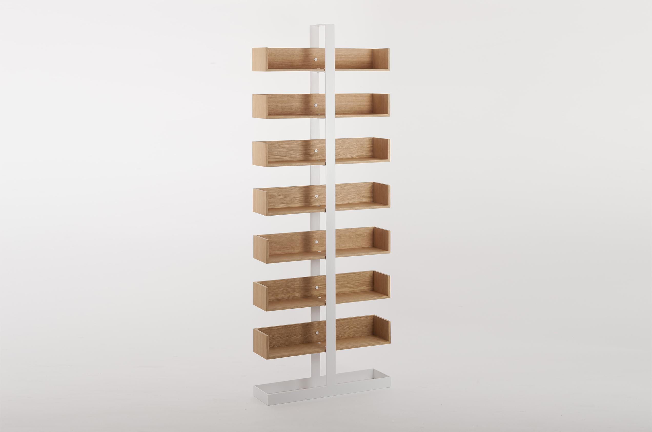 Designer bookshelf in wood and metal