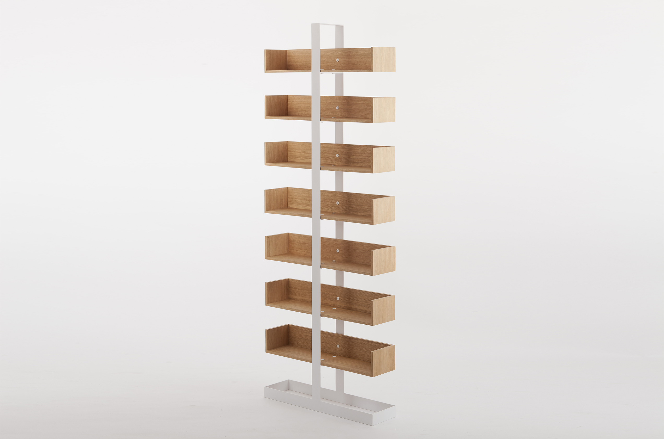 Designer bookshelf in wood and metal