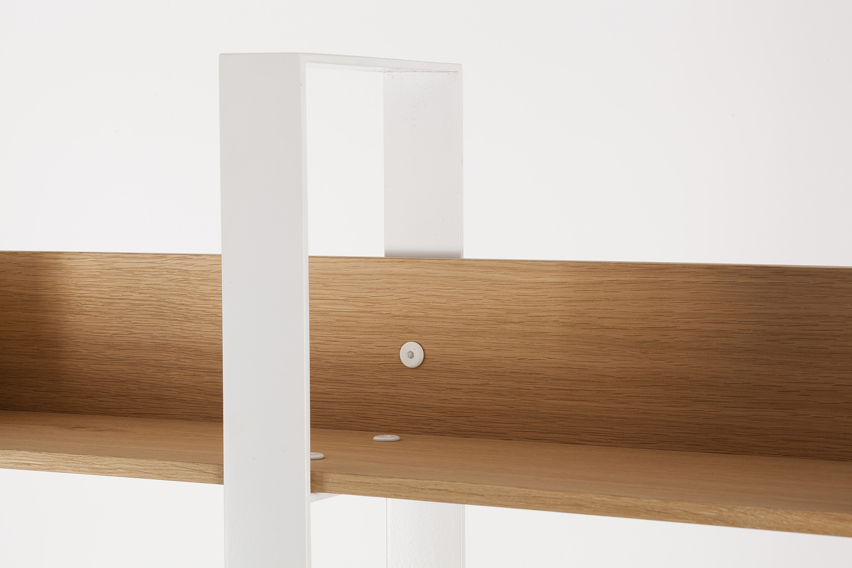 Designer bookshelf in wood and metal