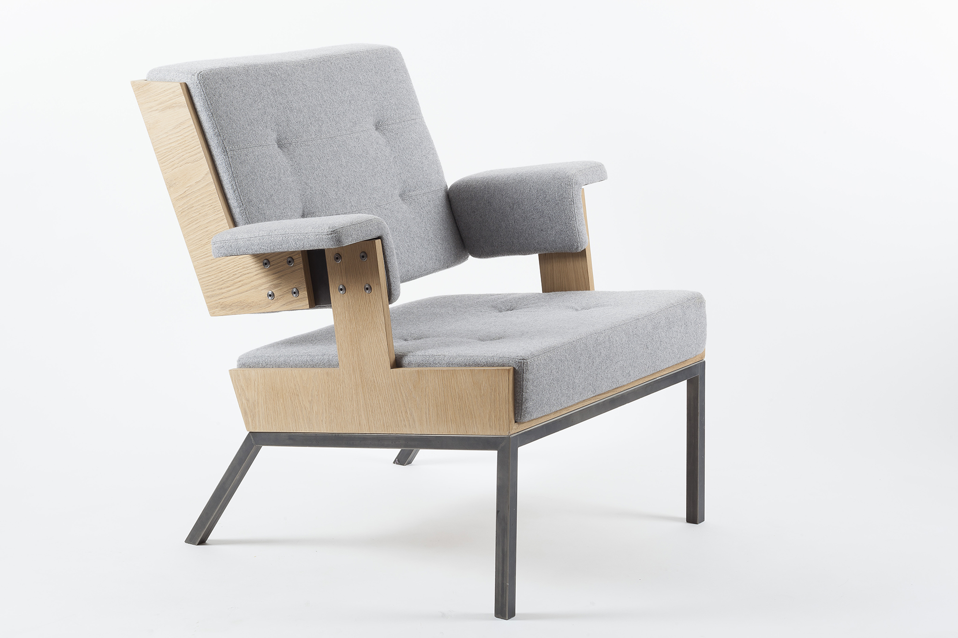 Designer lounge chair in felt and wood