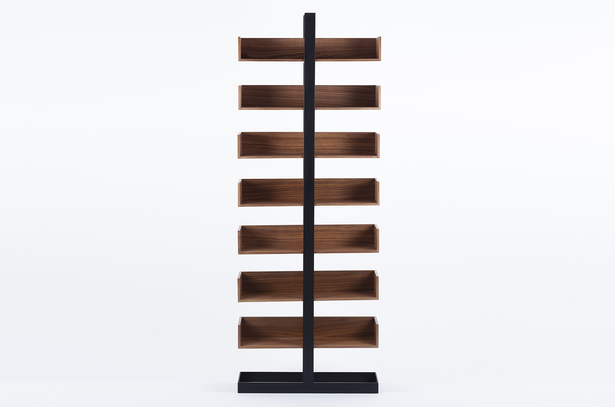 Designer bookshelf in wood and metal