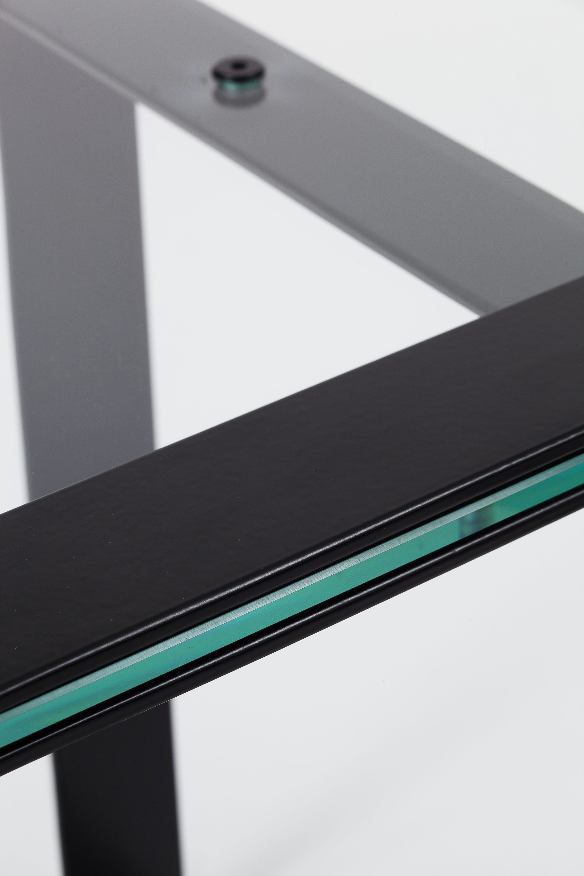 Glass and metal coffee table