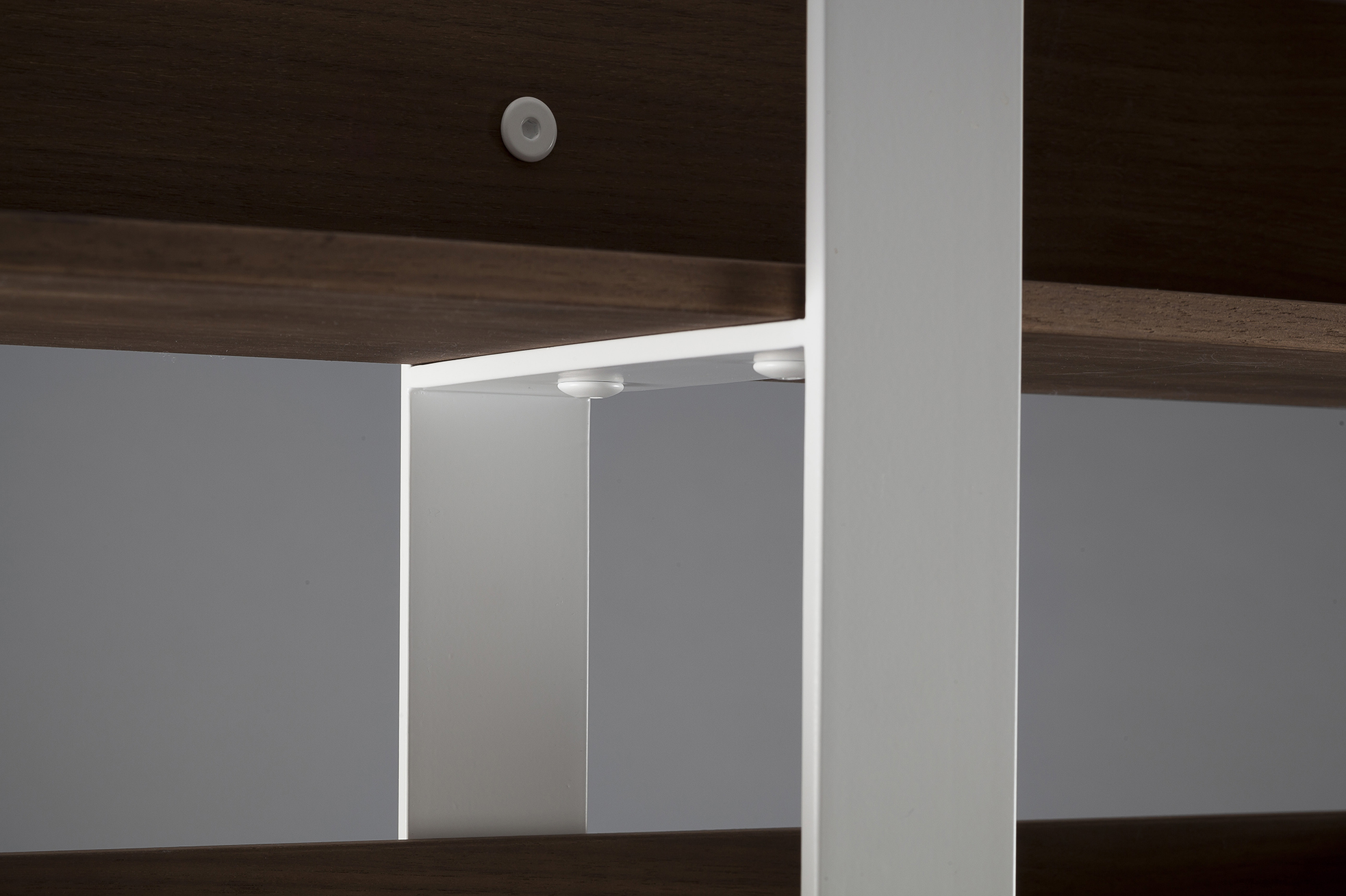 Designer bookshelf in wood and metal