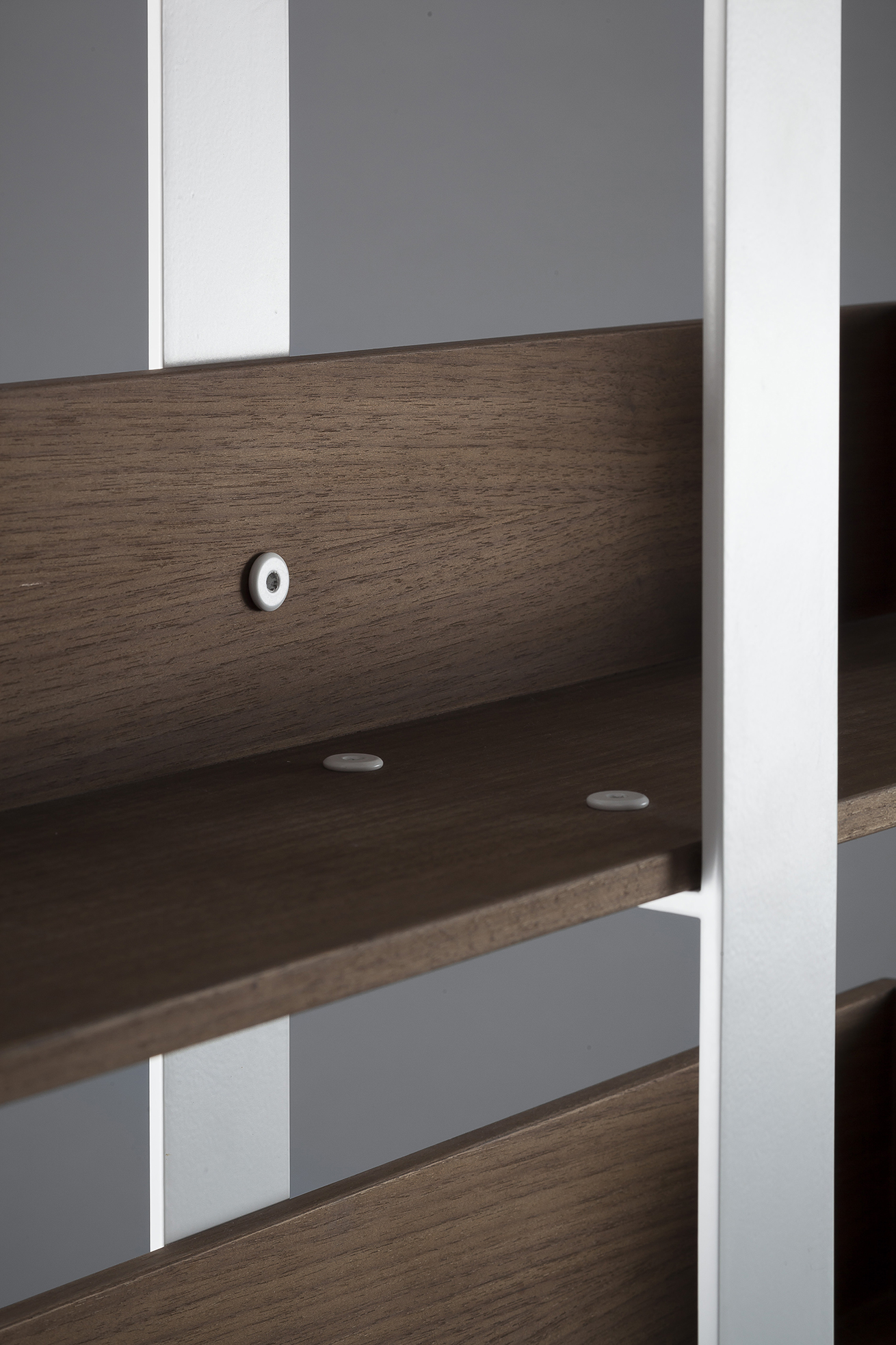 Designer bookshelf in wood and metal