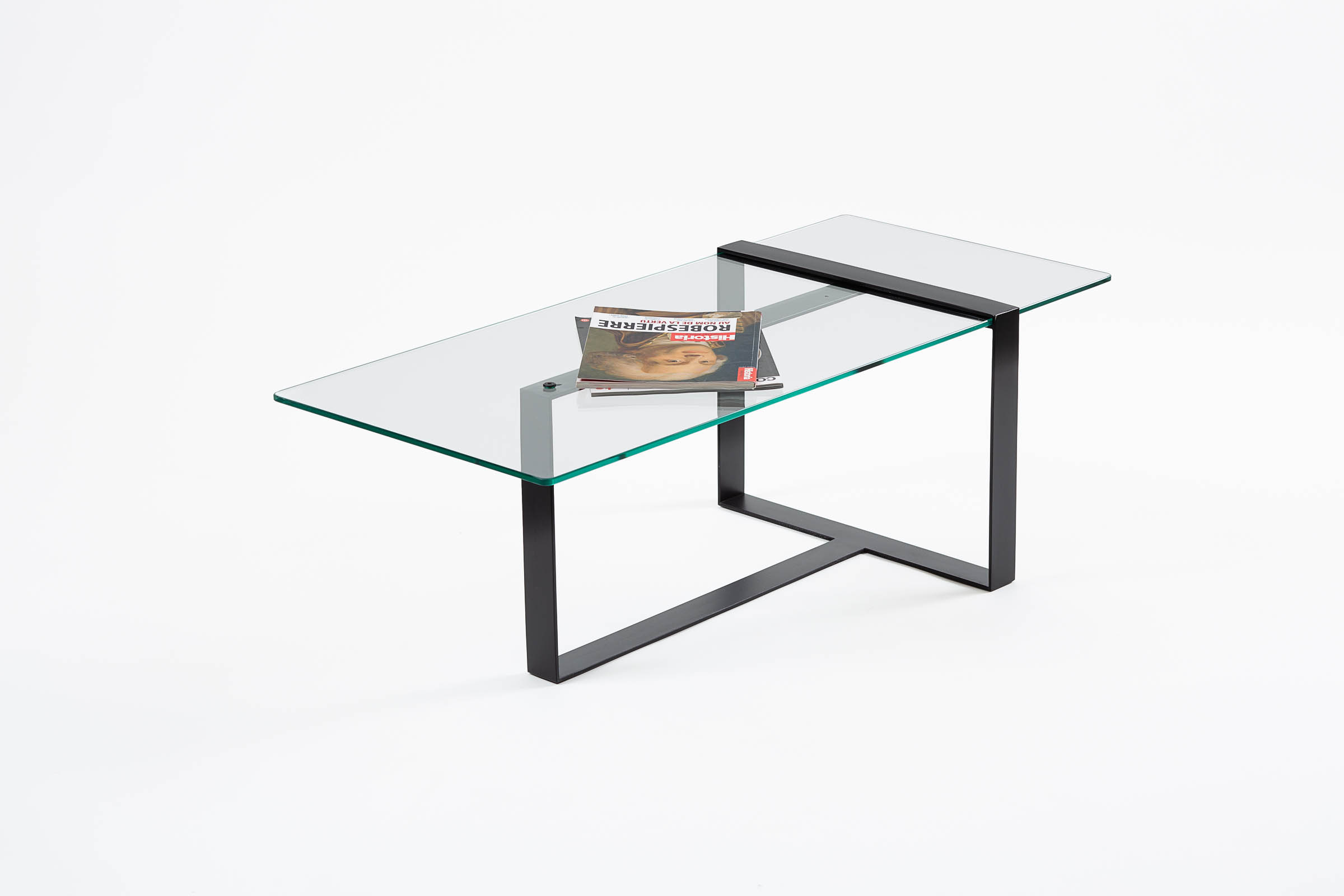 Table Basse métal noir & verre design Séverin