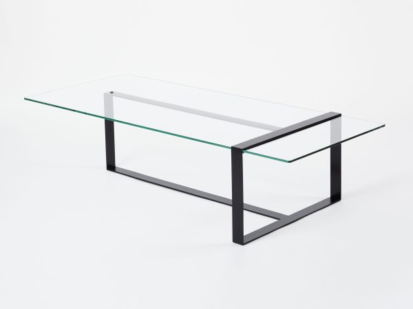 Table Basse design en verre et métal noir par Alex de Rouvray