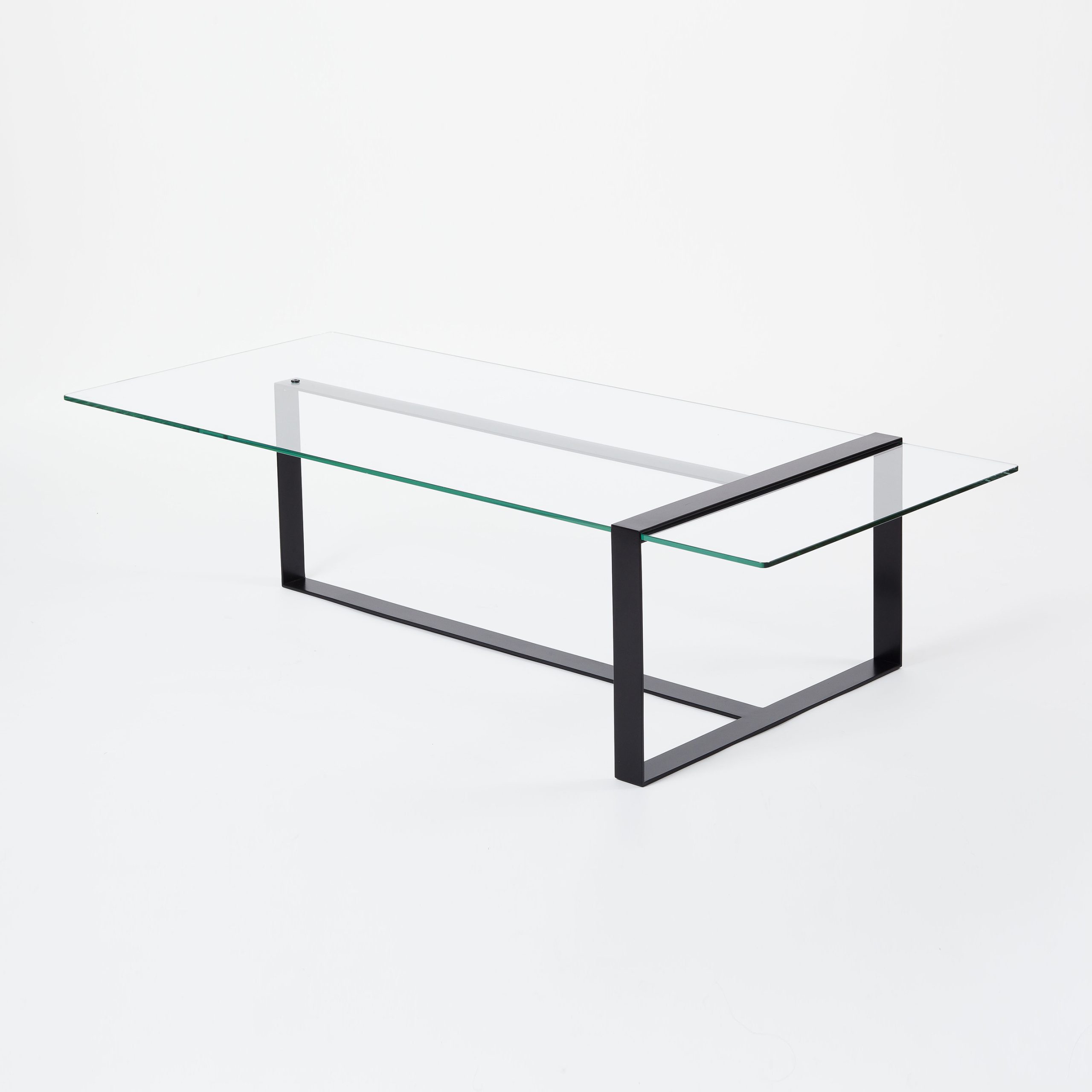 Table Basse design en verre et métal noir par Alex de Rouvray