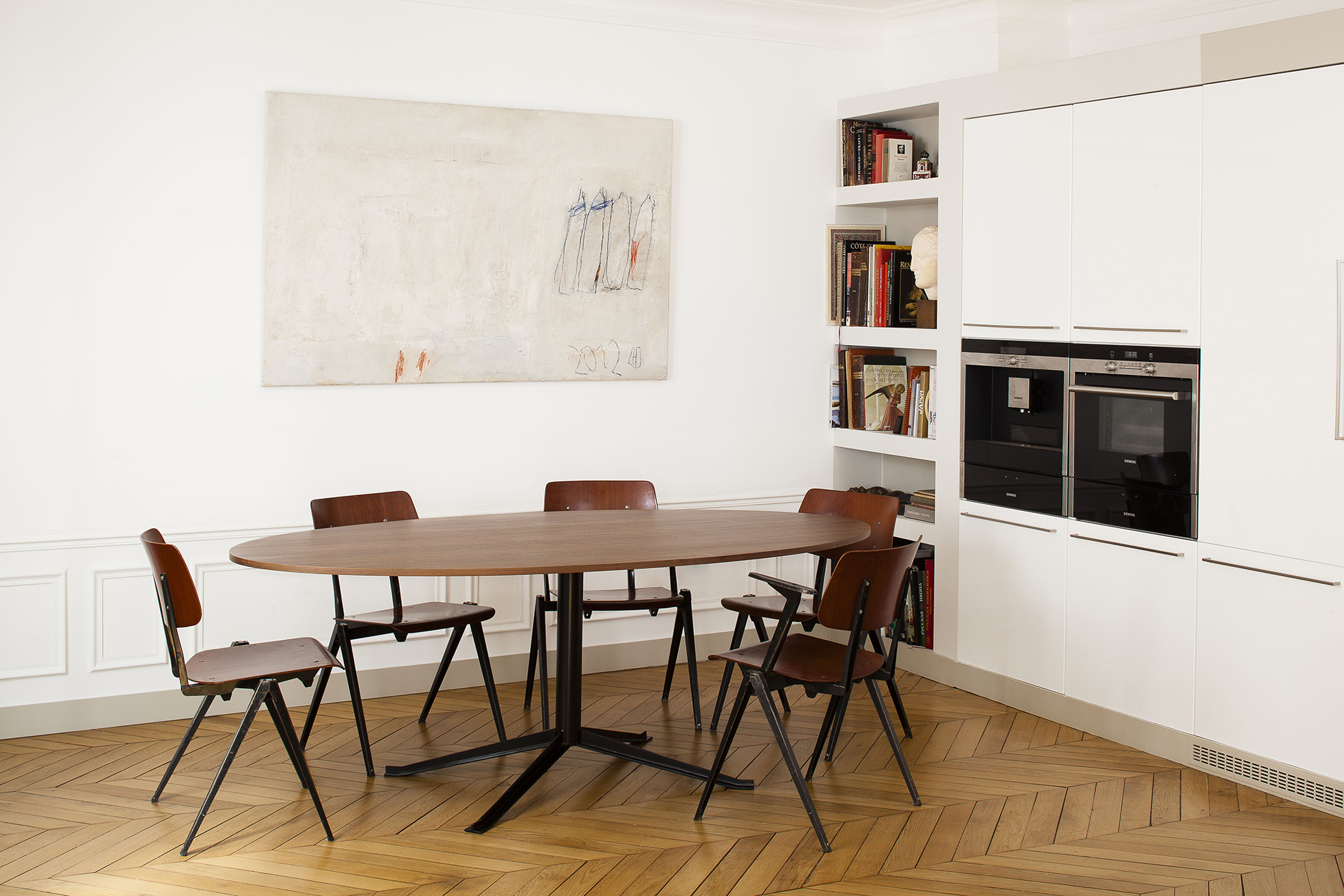 Table ovale métal et bois