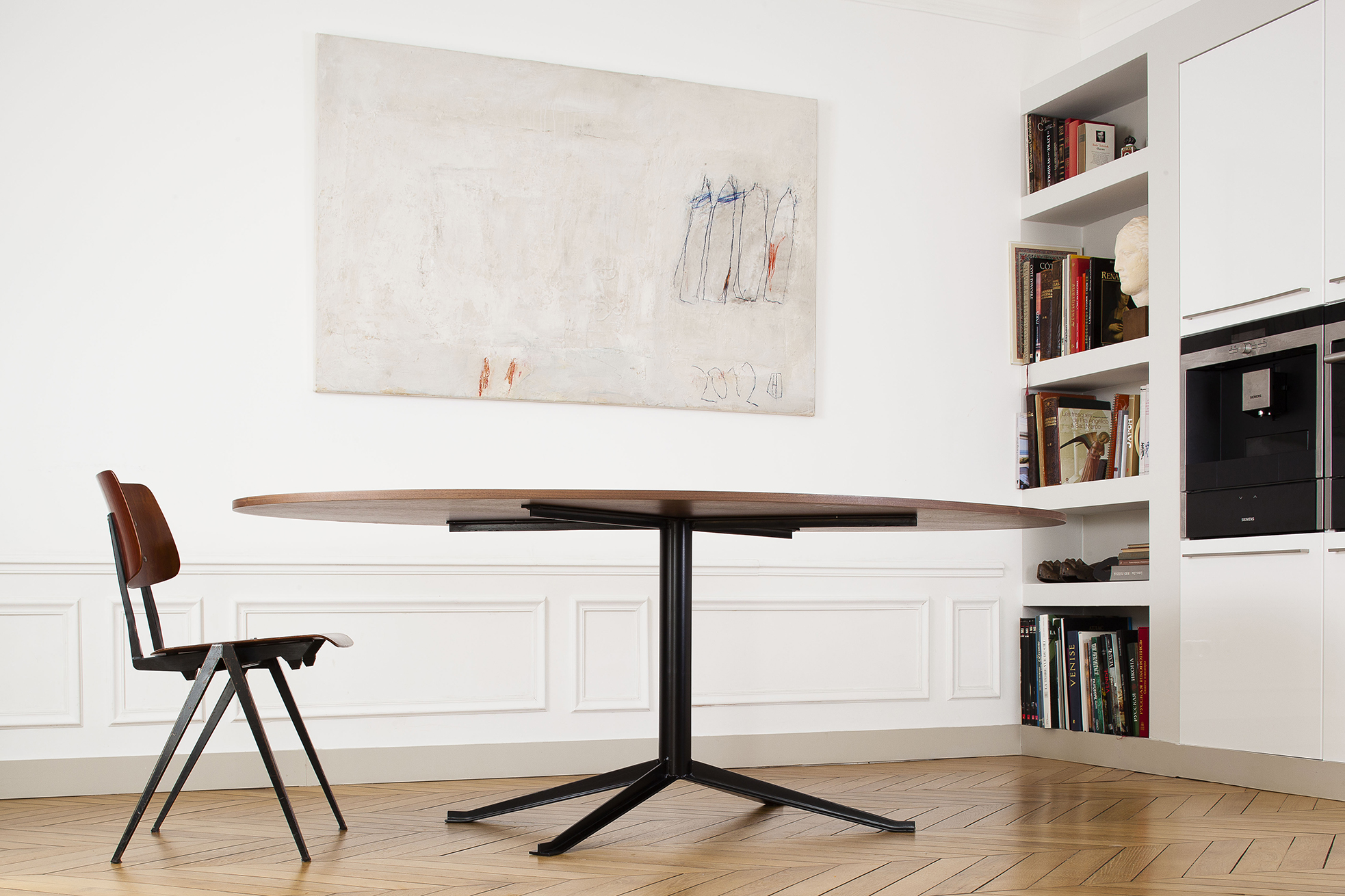 Table ovale métal et bois