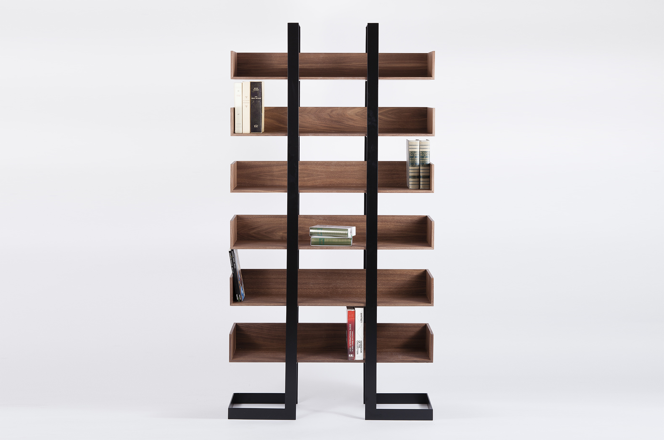 Designer bookshelf in metal and wood