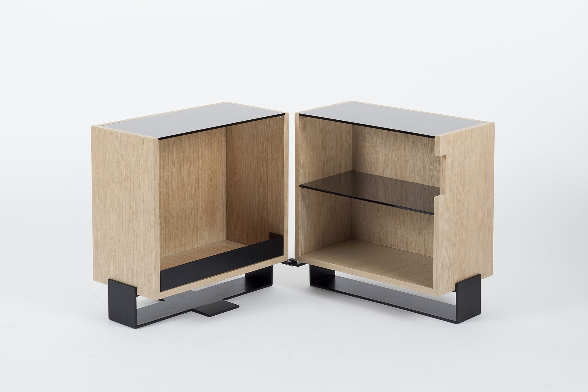 Liquor cabinet in wood and steel Liquor cabinet in wood and steel