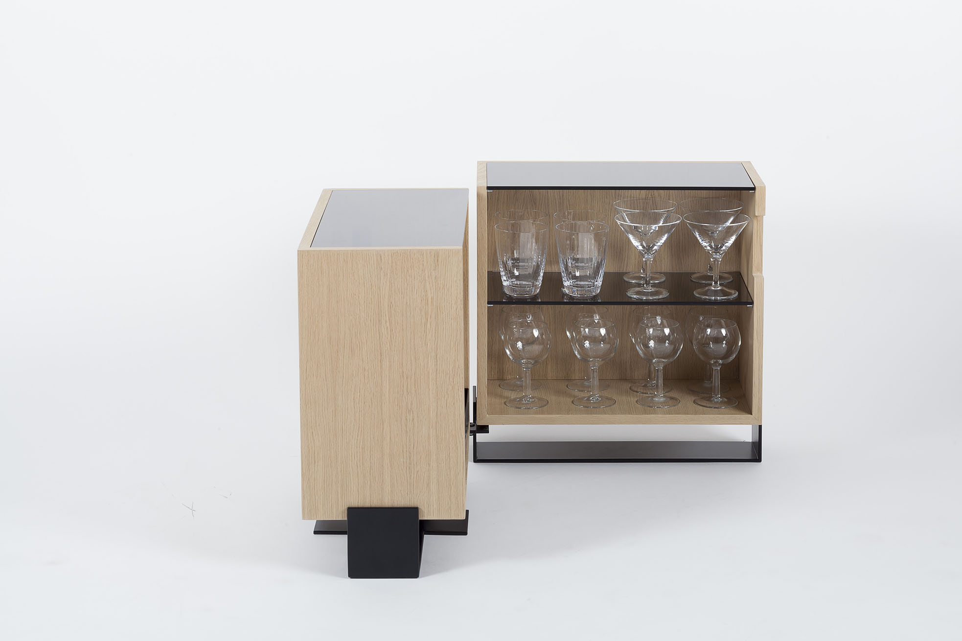 Liquor cabinet in wood and steel Liquor cabinet in wood and steel