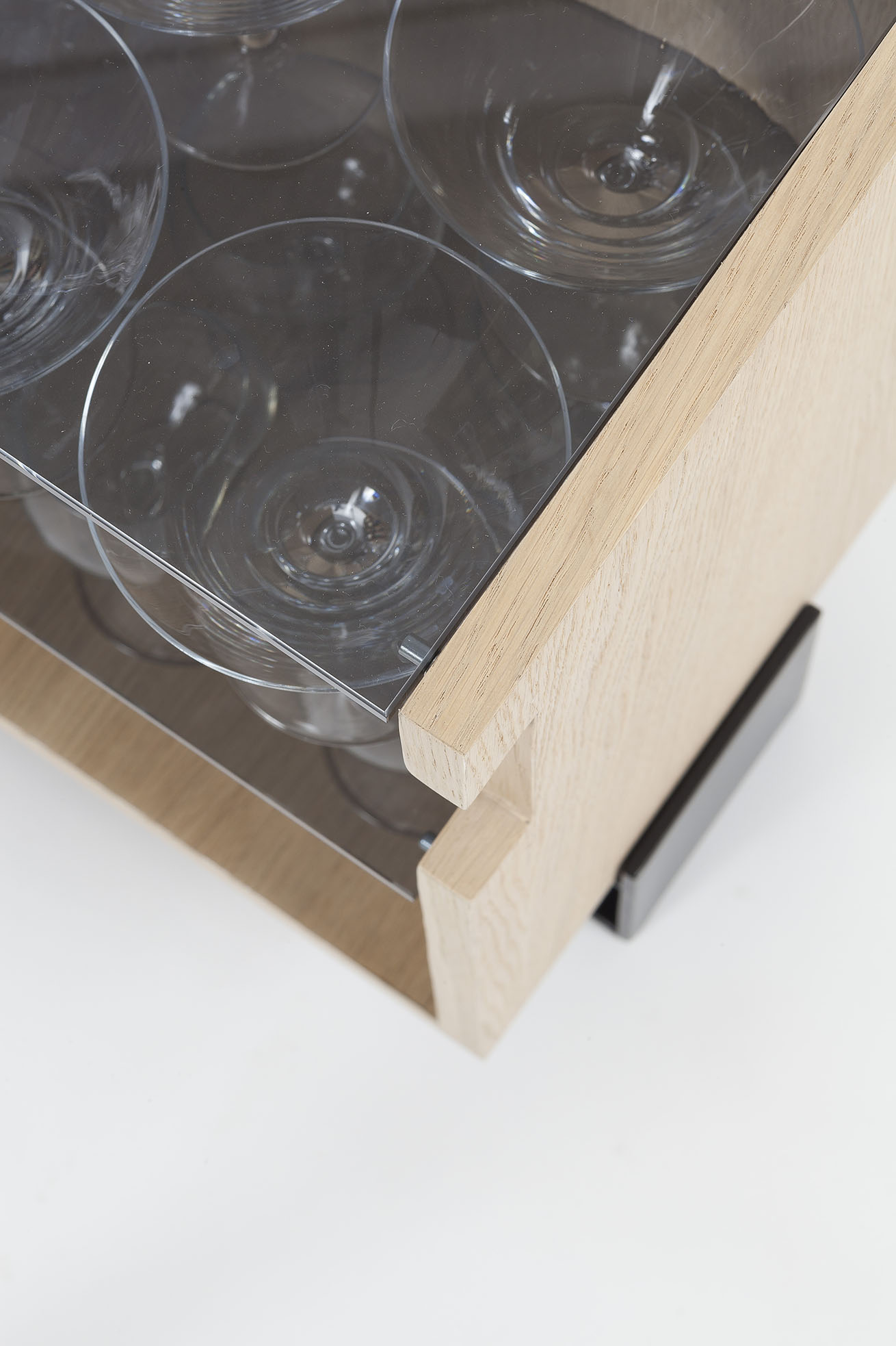 Liquor cabinet in wood and steel Liquor cabinet in wood and steel