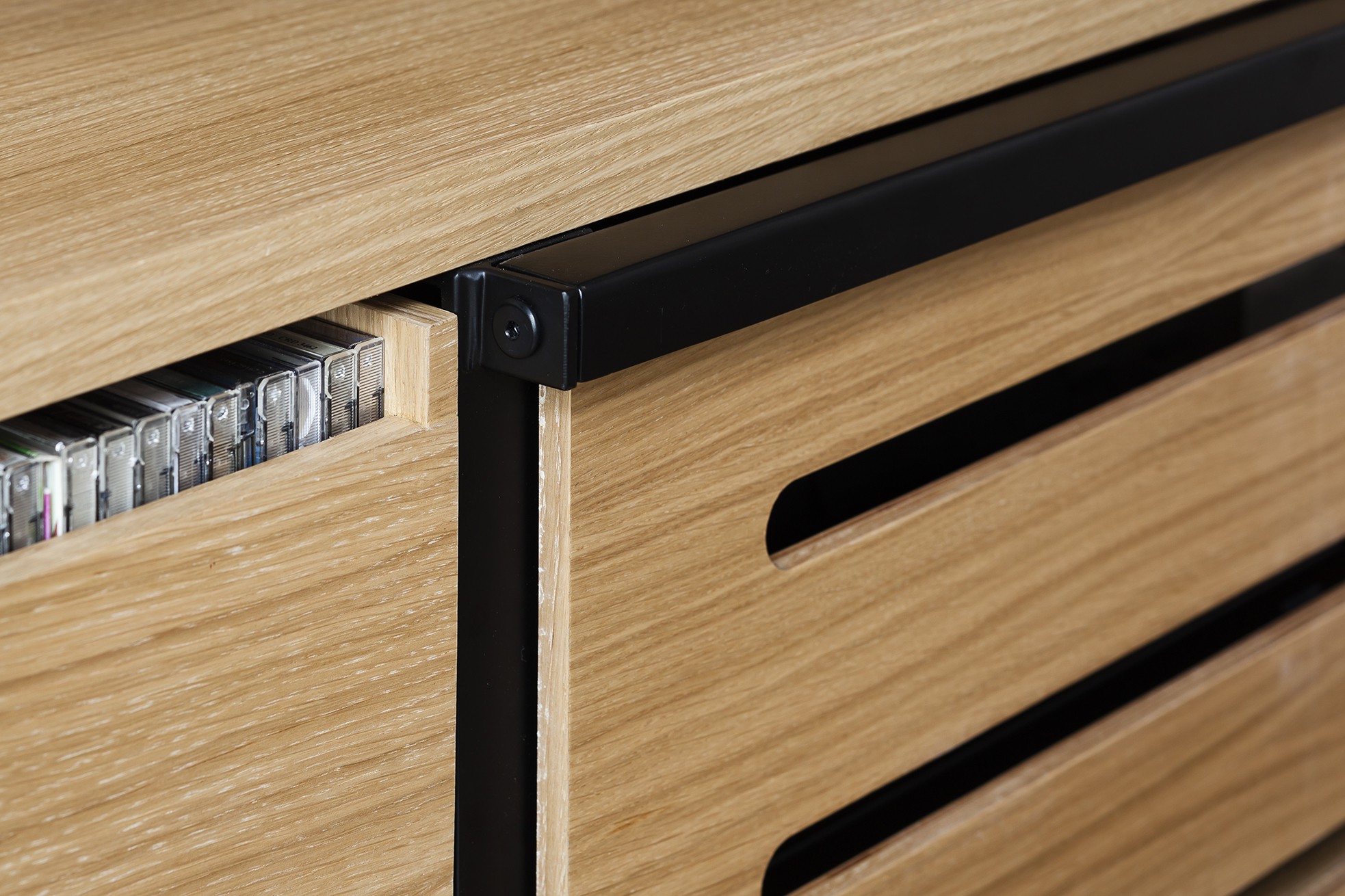 designer bookshelf in metal and wood