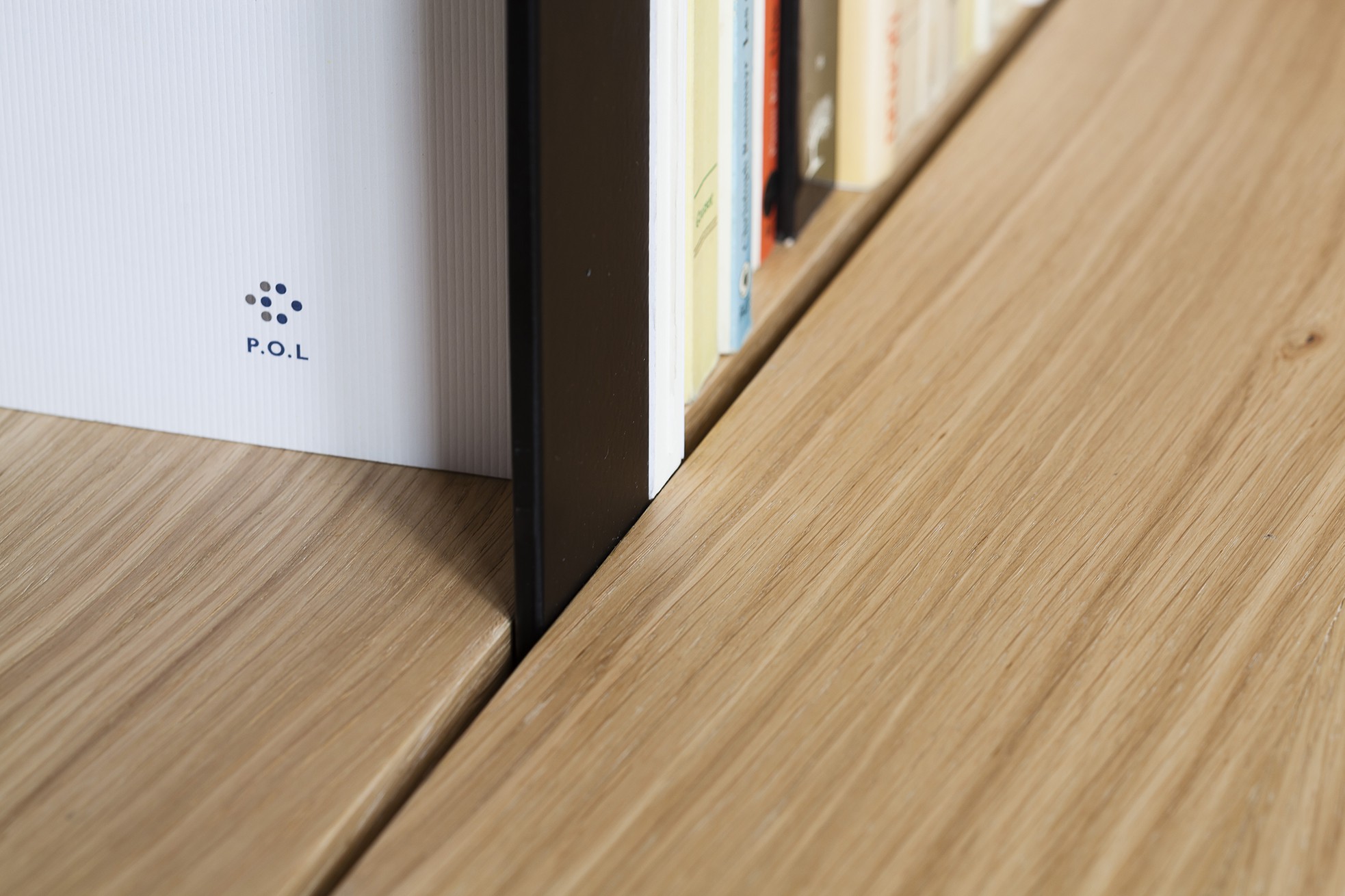 designer bookshelf in metal and wood