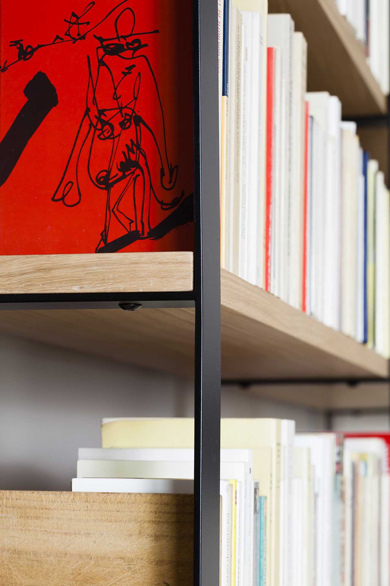 designer shelf in metal and wood