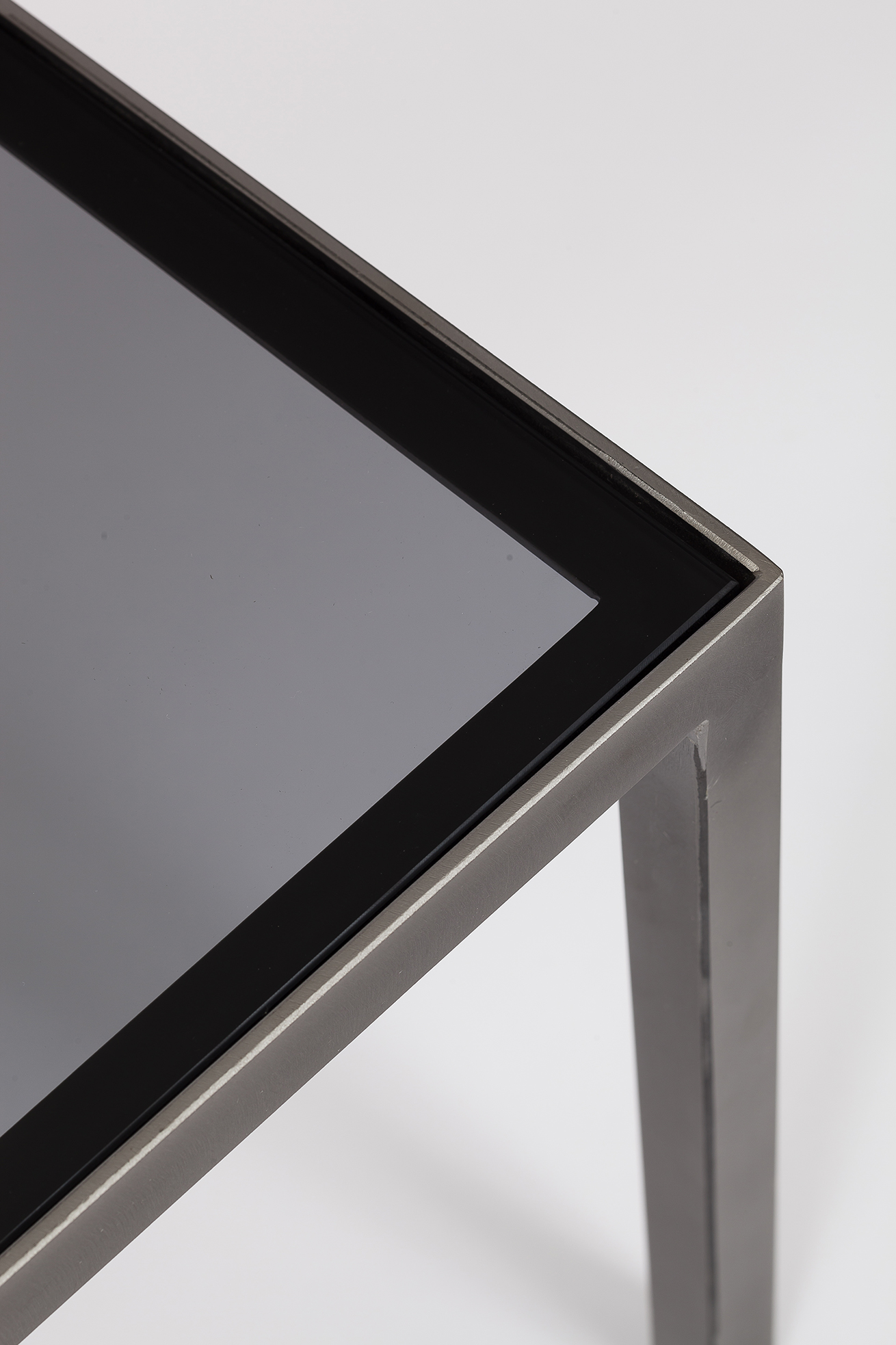 Table basse verre et métal design vintage moderniste épuré minimaliste Vaneau