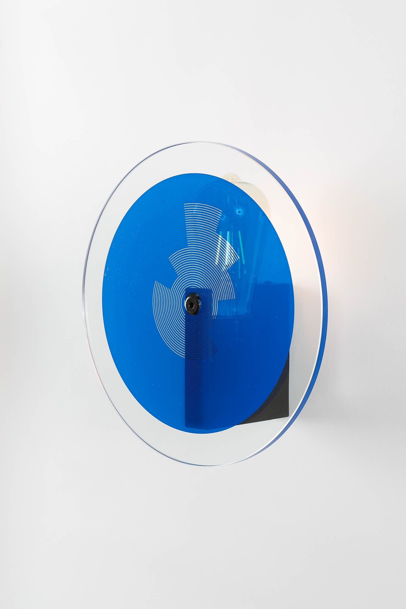 Designer wall-lamp in glass and mat black steel by Alex de Rouvray