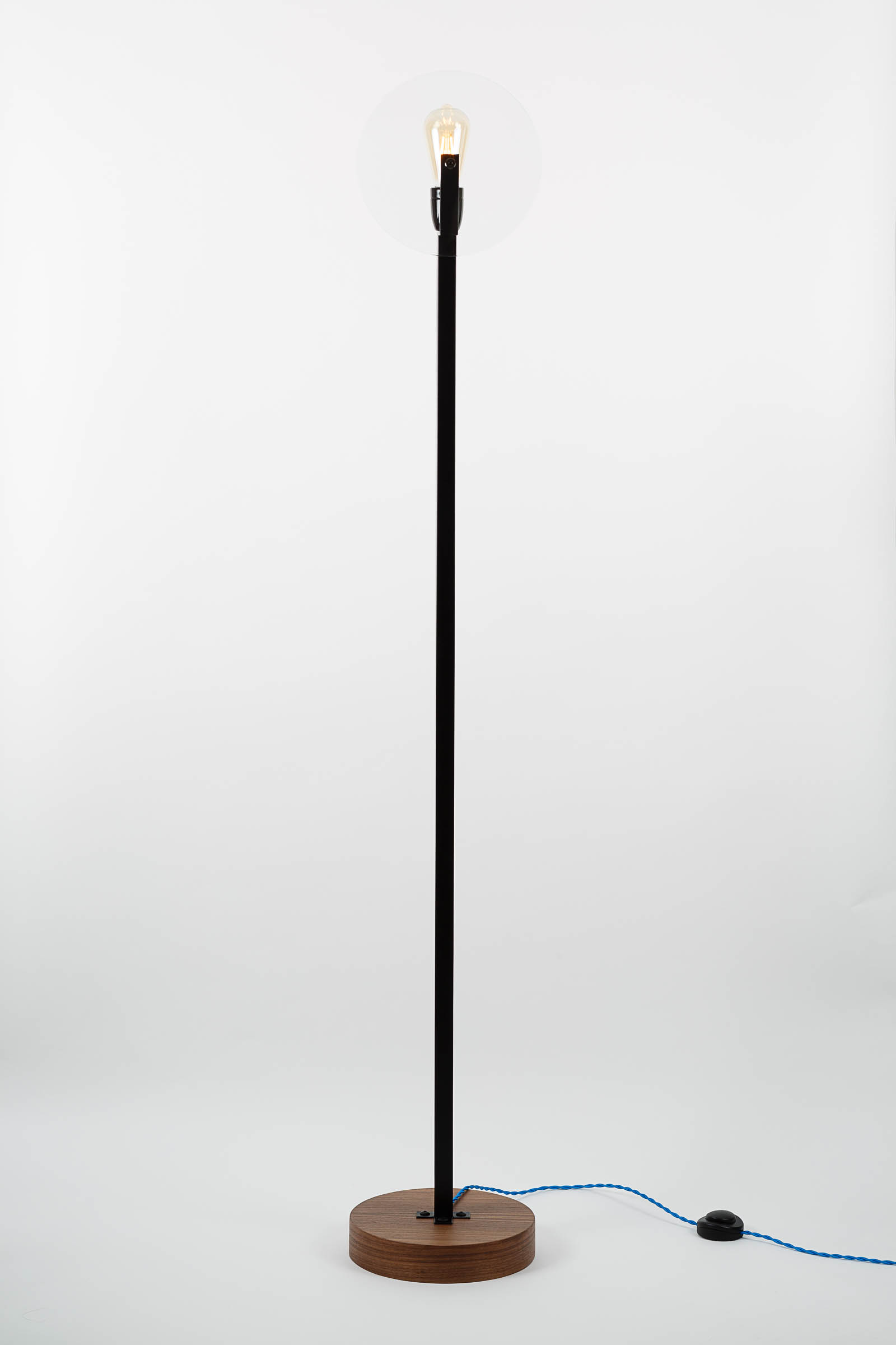 Vaneau floor lamp mat black steel and tempered glass by Alex de Rouvray