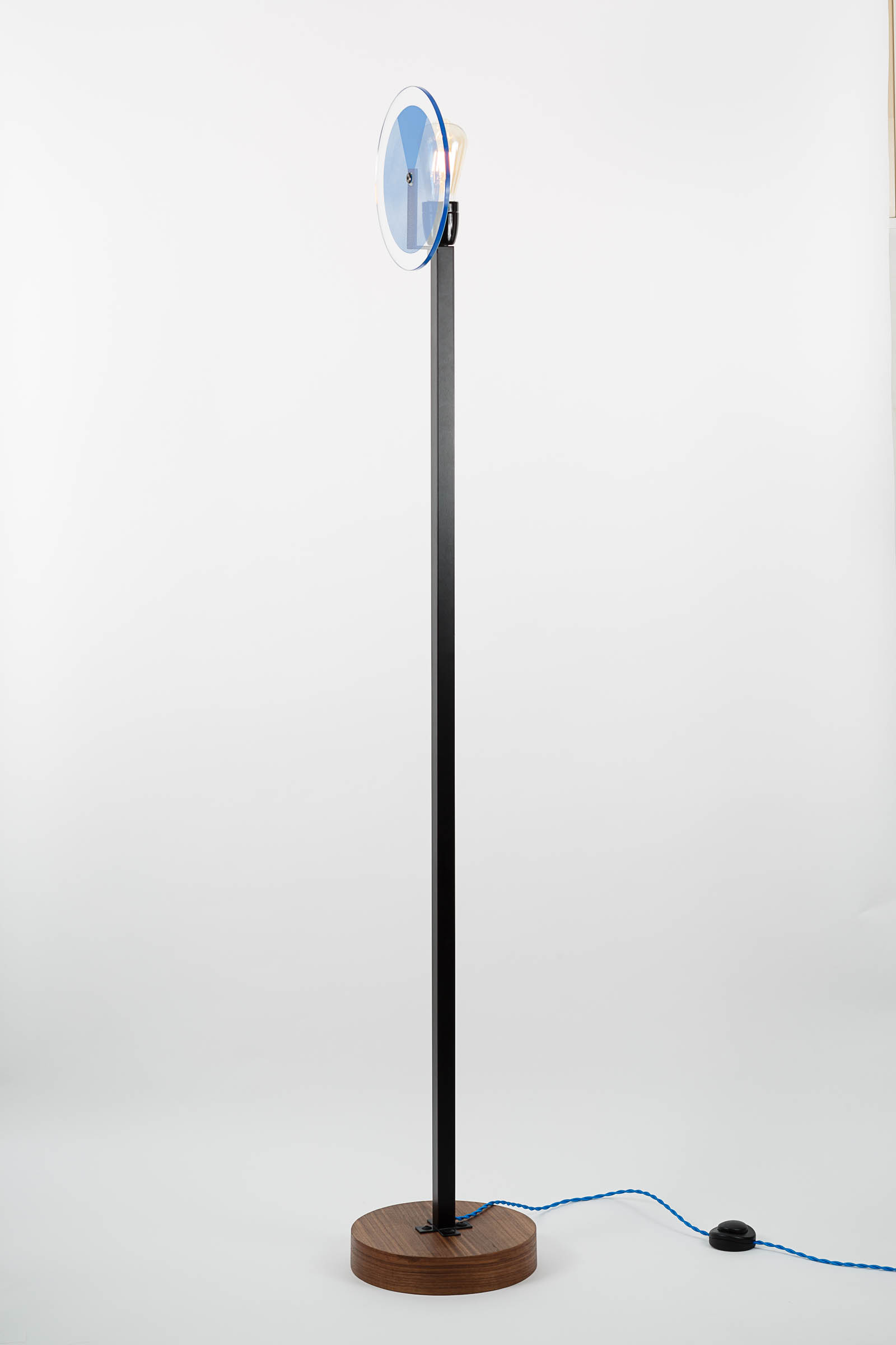 Vaneau floor lamp mat black steel and tempered glass by Alex de Rouvray