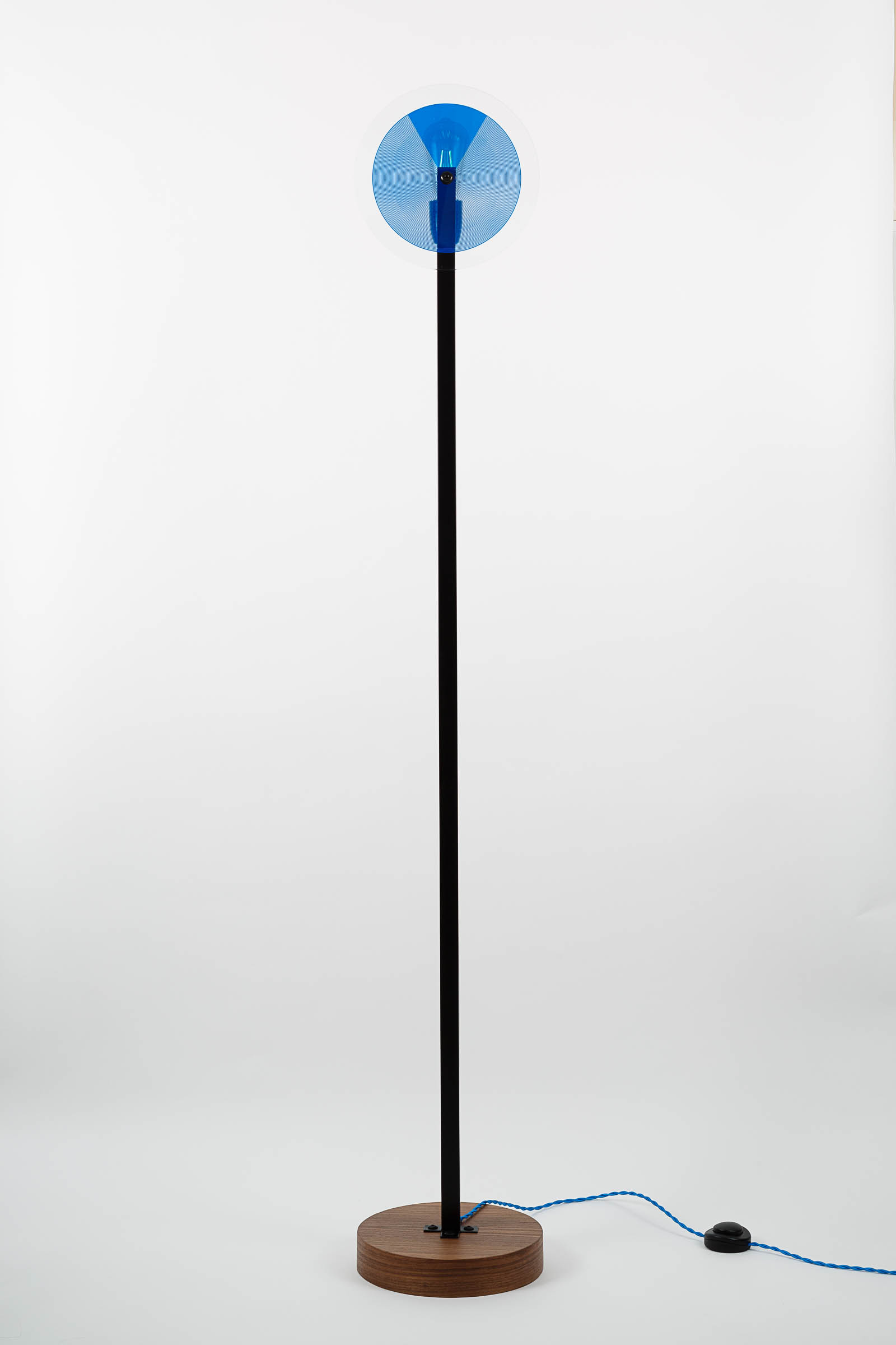Vaneau floor lamp mat black steel and tempered glass by Alex de Rouvray