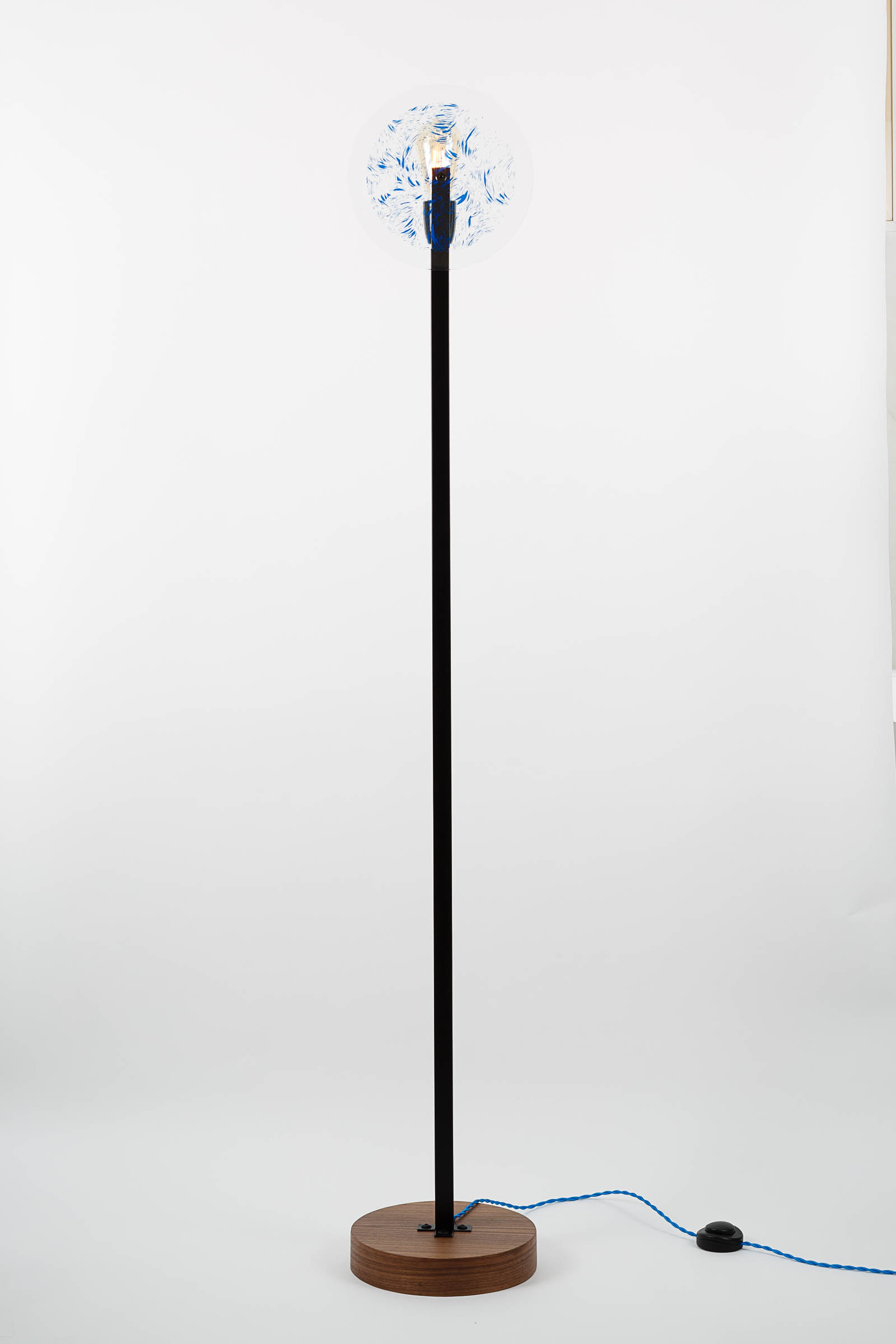 Vaneau floor lamp mat black steel and tempered glass by Alex de Rouvray