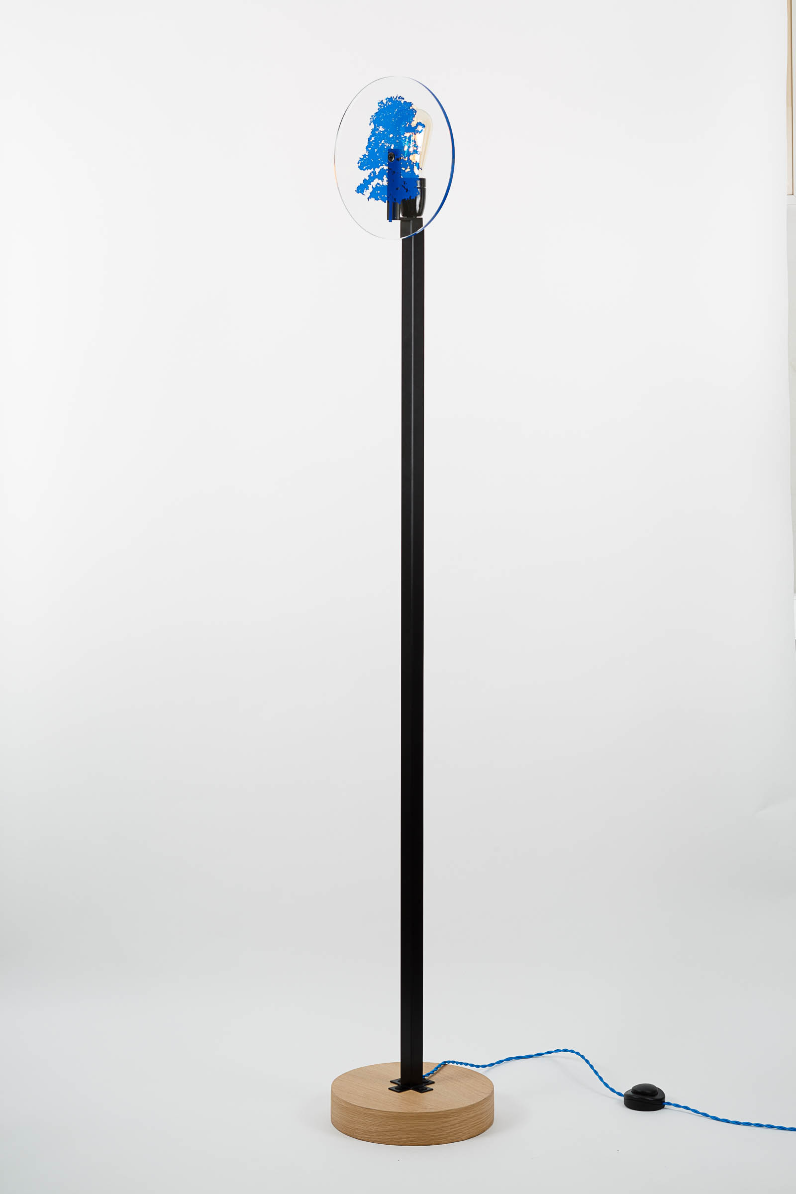 Vaneau floor lamp mat black steel and tempered glass by Alex de Rouvray