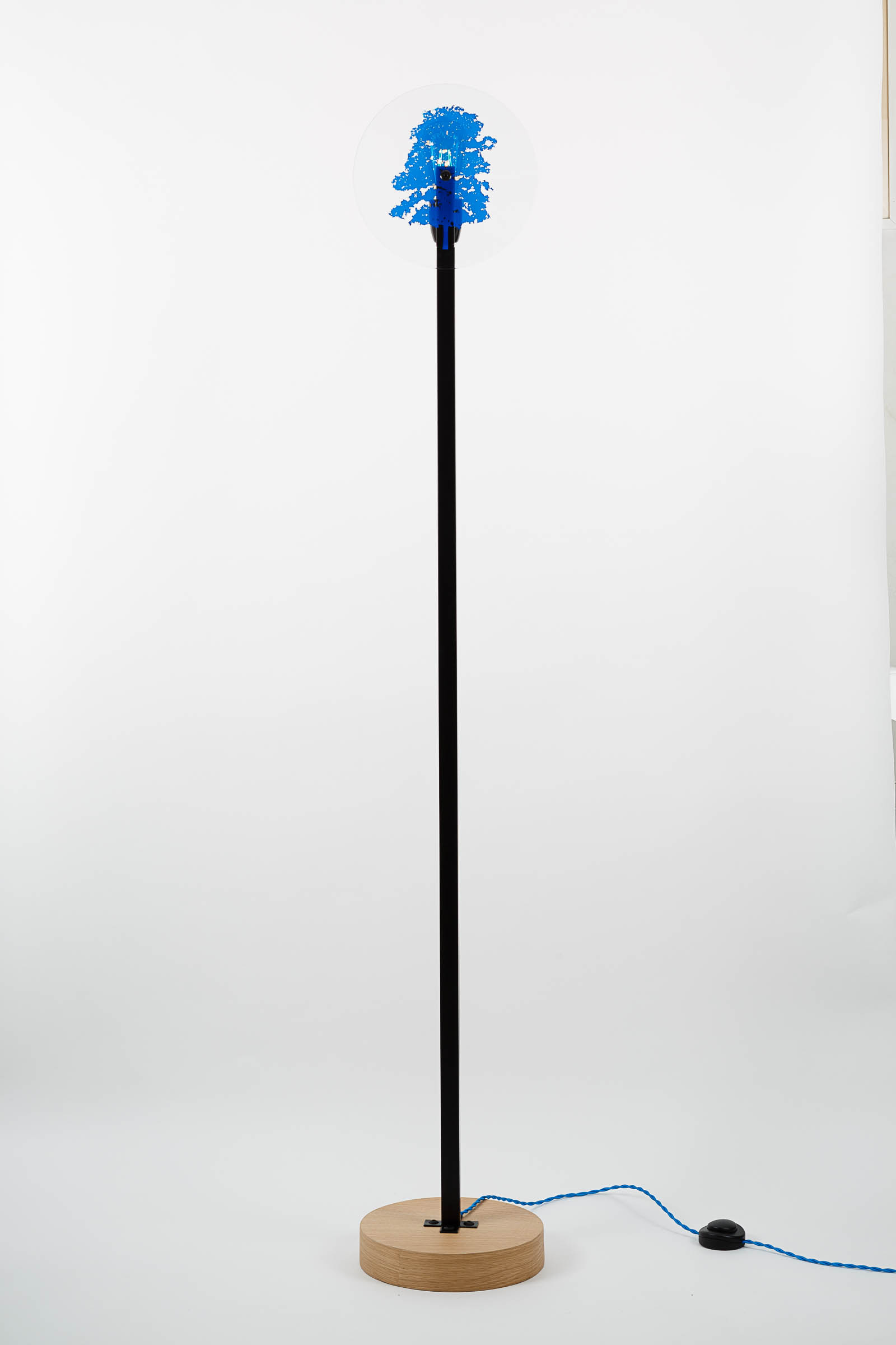 Vaneau floor lamp mat black steel and tempered glass by Alex de Rouvray