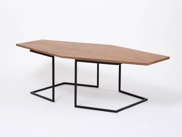 Table basse design métal et bois hexagonale