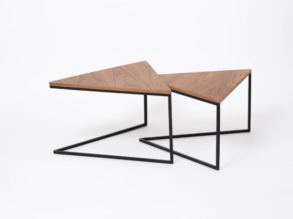 Table basse gigogne design métal et bois par Alex de Rouvray