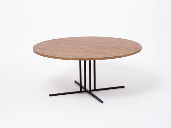 Table basse ronde design métal et bois par Alex de Rouvray